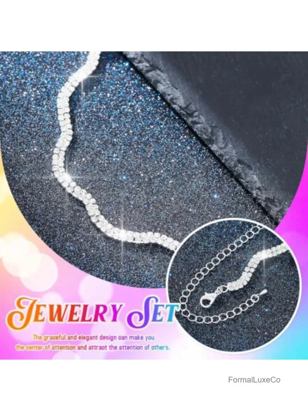Rhinestone Bridal Wedding Jewelry Set Choker Necklace Earrings Bracelet